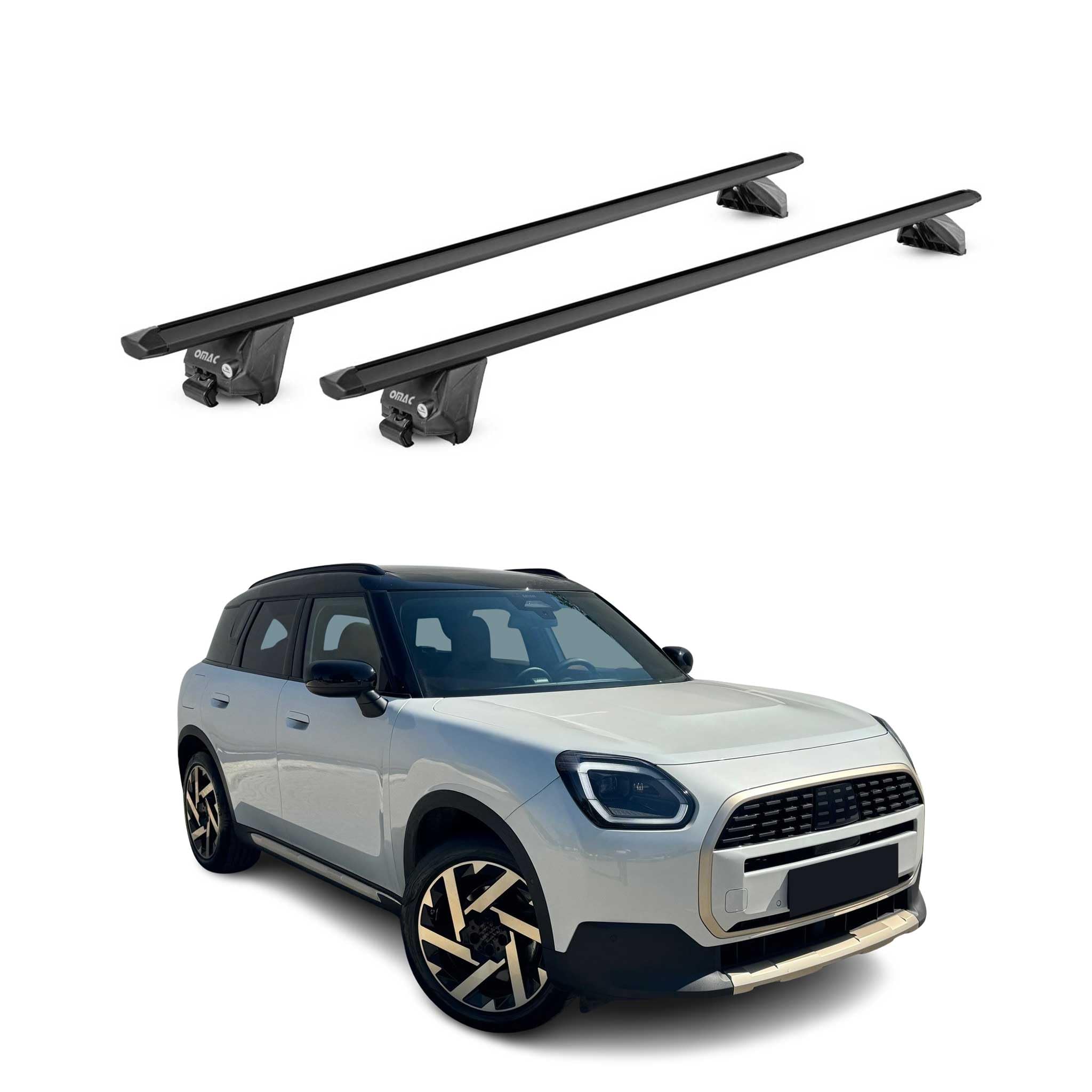 Barre Portatutto Rekapa In Alluminio Per Mini Countryman (F60) 2017-2023 - Barre Da Tetto Bloccabili, 2 Pezzi, Nero