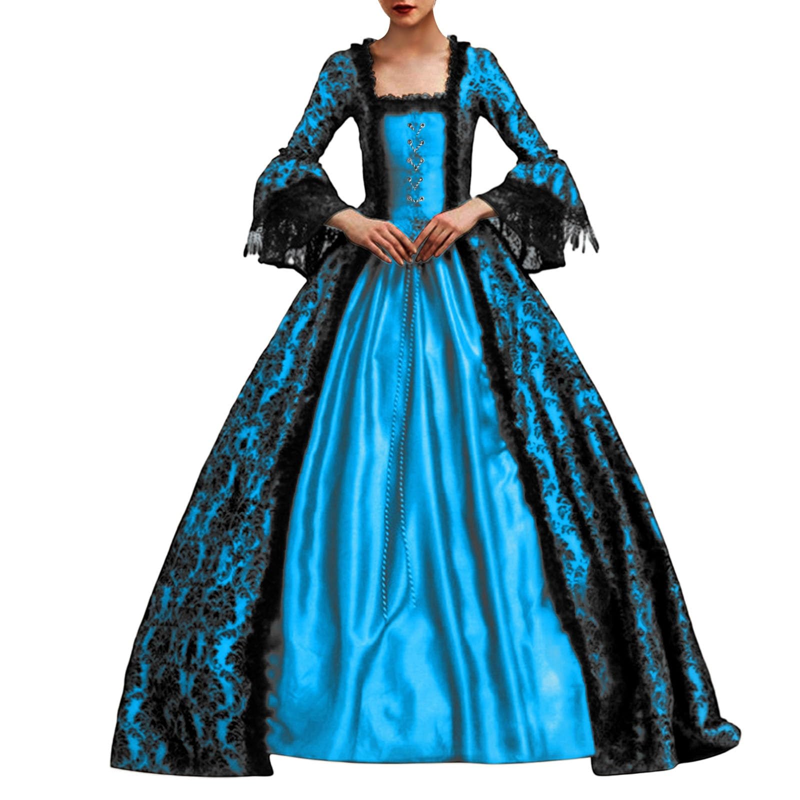 Generisch Cosplay kostium damski, średniowieczna sukienka, anime, karnawał, Halloween, gotycki, wiktoriański, z długim rękawem, na imprezę, maski, zamek pokojówki, aksamitny, szykowny, A251
