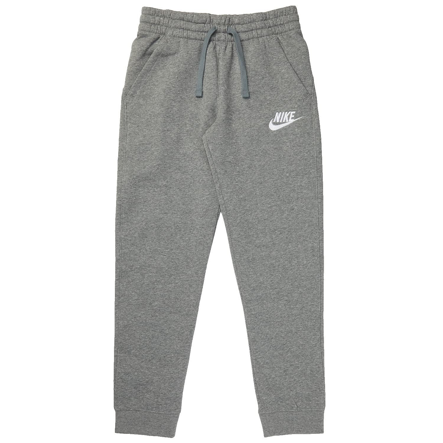 NIKE Unisex Kids Club Fleece Jogger Pants, Carbon Heather/Cool Grey/White, Small