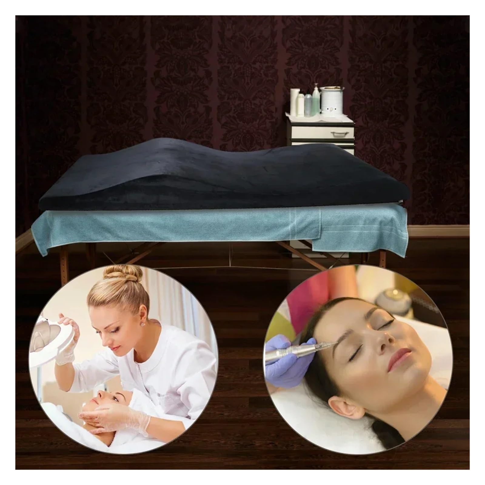 Surmatelas ergonomique incurvé 180 x 60 cm pour salon de beauté et lit de massage