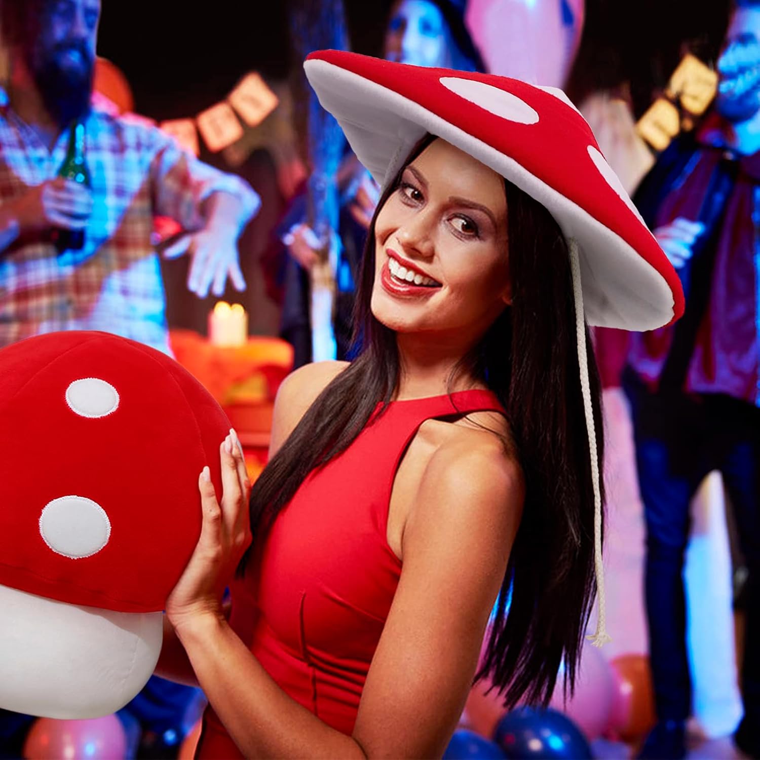 Mushroom Red Plush Hat for Festival Decor | Carnival Party | Halloween | Role Play | Stage Performance | Cosplay Show - Image 6