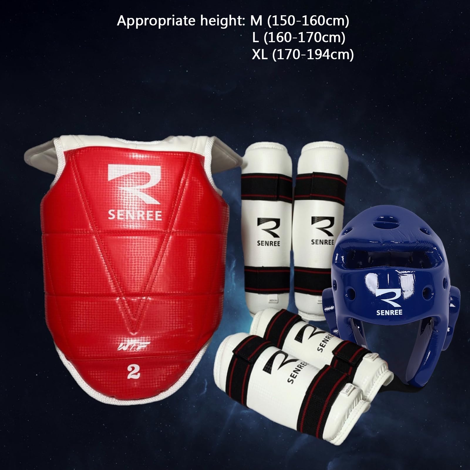 Ausla Karate Sparring Gear Set, Materiał ze Skóry PU, Lekki Sprzęt Ochronny, Zawiera Kask i Ochraniacze do Treningu Taekwondo i MMA