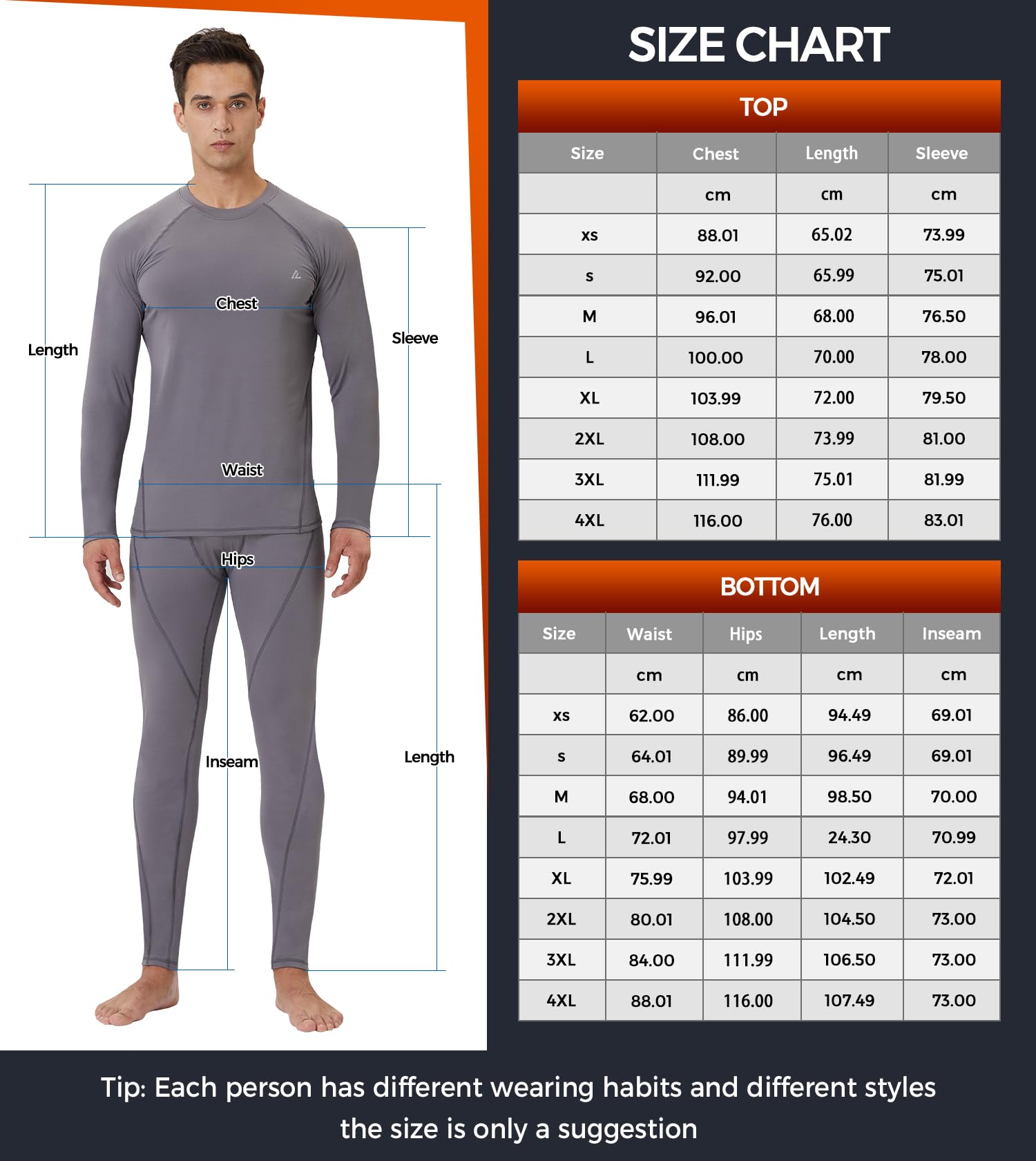 CL Convallaria Intimo Termico Uomo Invernale - Tuta e Pantaloni Termici