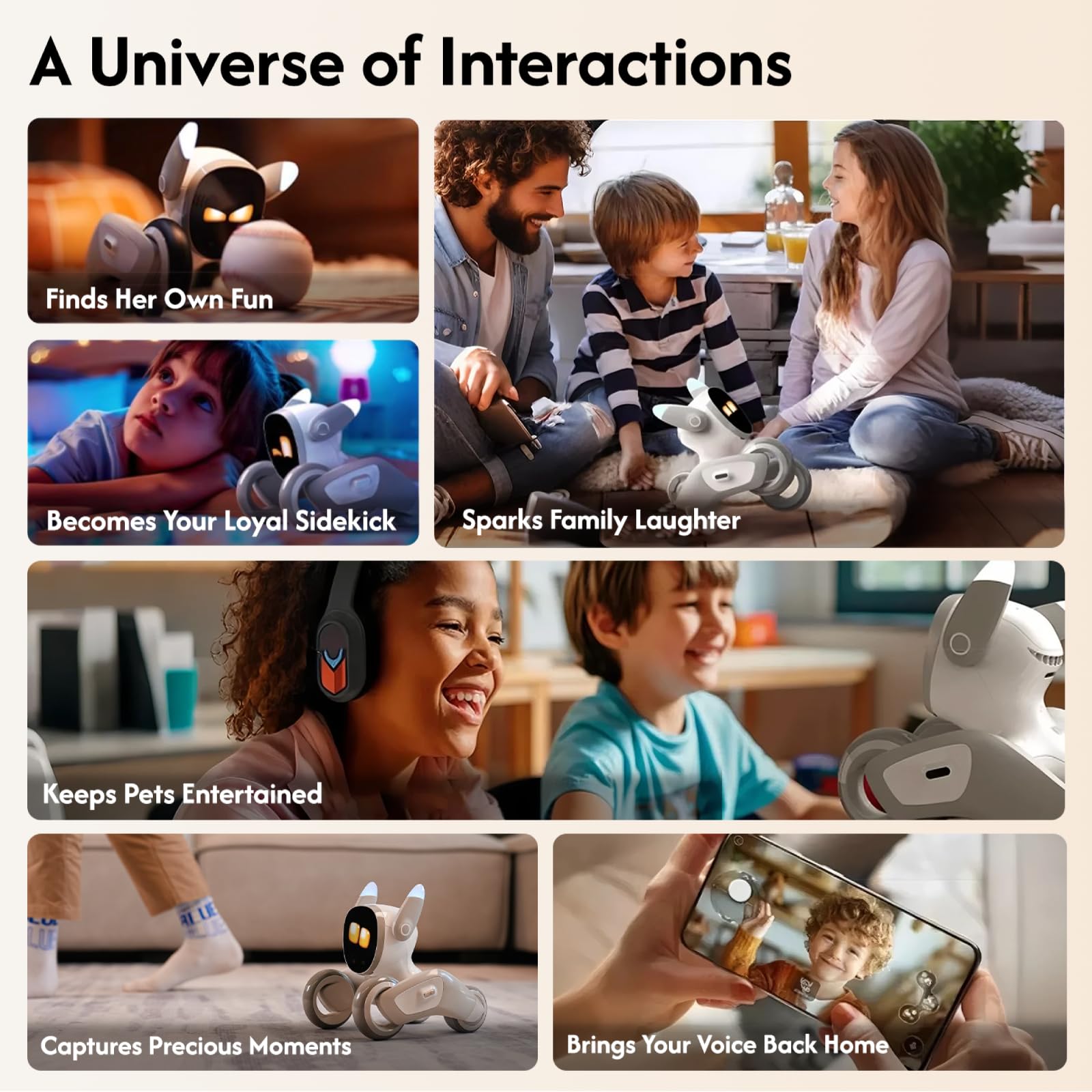 Robot Pet Dog ChatGPT-4o Smart AI-Powered Companion Voice & Gesture Control, Real-Time Interaction Robotics Toys for Kids, Home Monitoring - Includes Charging Dock