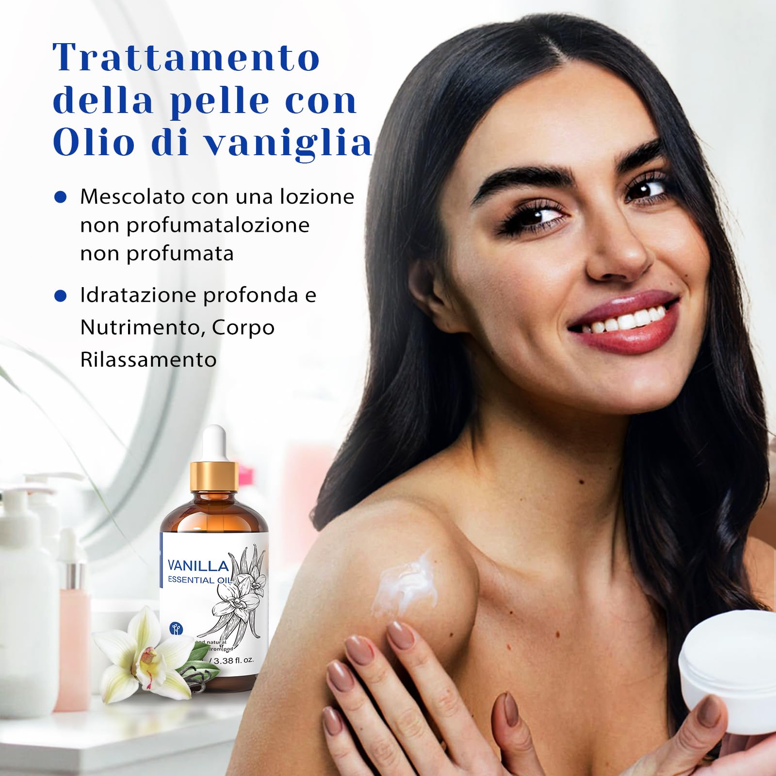 HIQILI 100ml Olio Essenziale di Vaniglia, Fragranza Forte per Lozioni per il Corpo, Produzione di Candele, Sapone, Aromaterapia