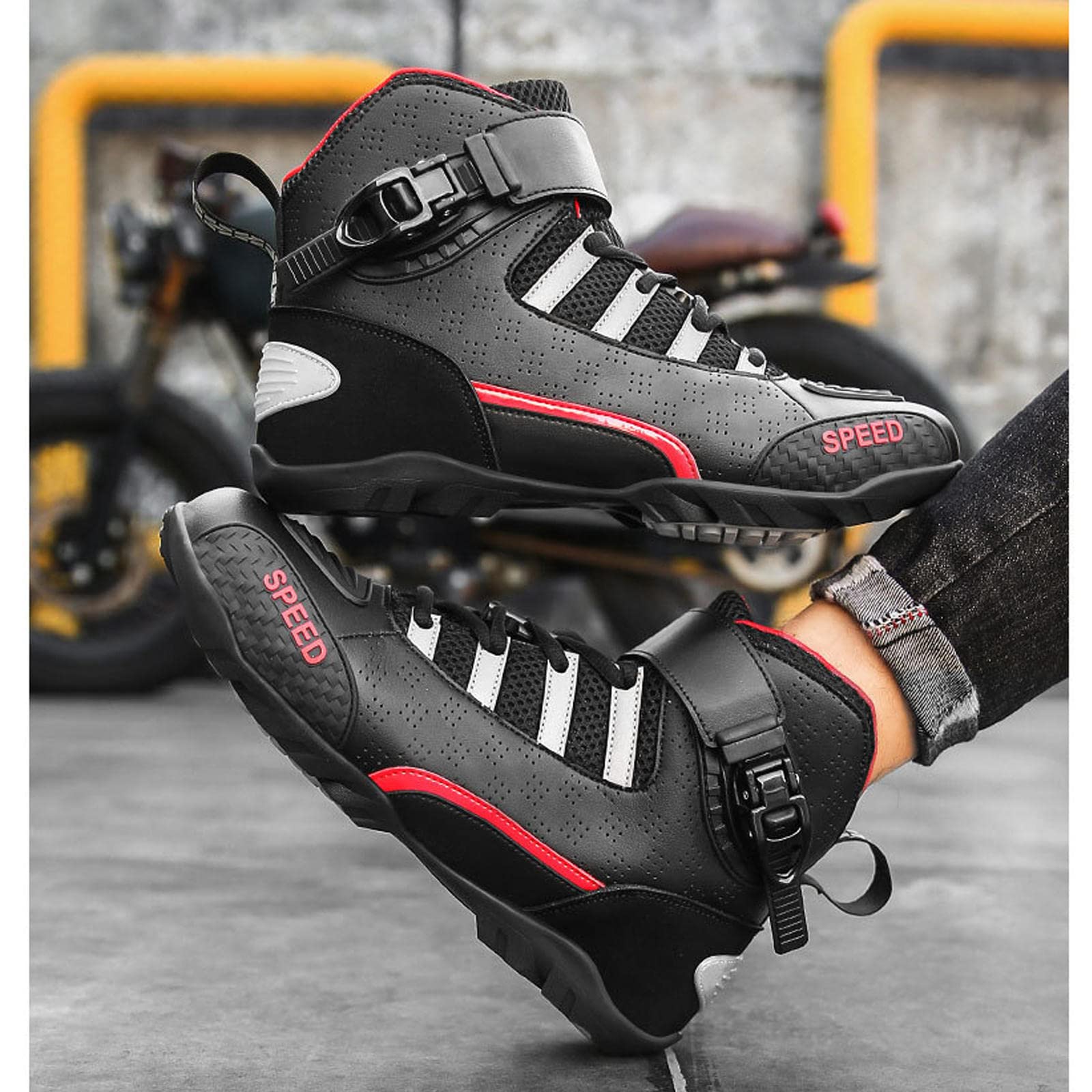 Amazon.co.jp: 超細繊維レザーバイクライドブーツ、オートバイ