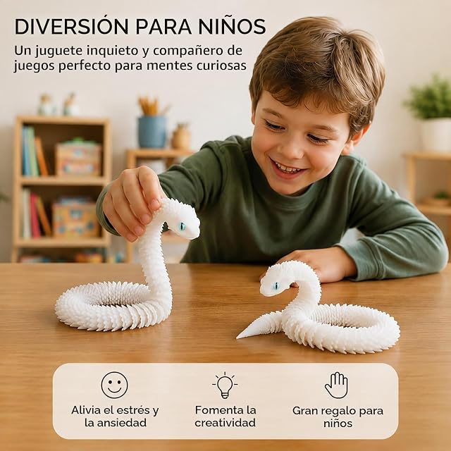 Foto 3 de 8 de YDYSAA 2 Piezas 3D Printing Juguetes De Serpiente 30 Cm Juguetes De Bisagra Serpiente Flexible 3D Impreso…