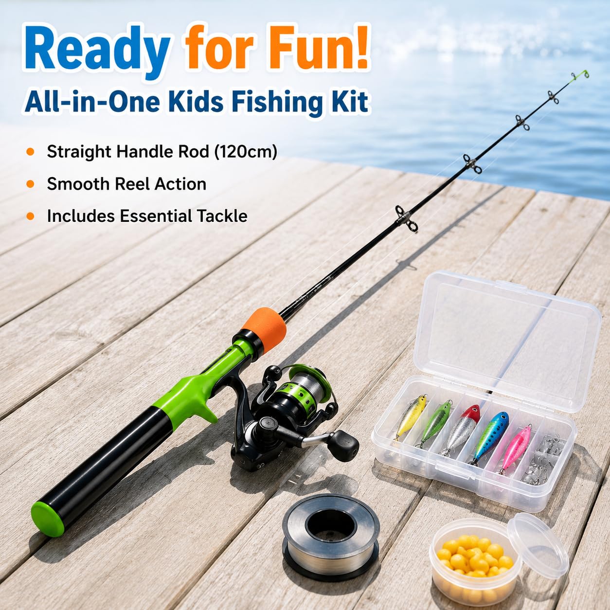 Set da Pesca per Bambini da Pesca e, Kit Completo per Principianti con Esche e Borsa per il Trasporto