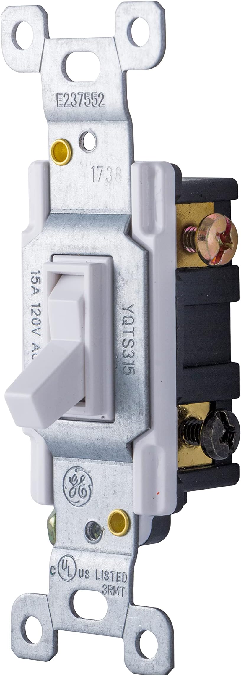 3-Way Grounding Toggle Switch, in Wall On/Off Fan & Light Switch Replacement, 15 Amp, Great for Home, Office & Kitchen, UL Listed, White, 54172