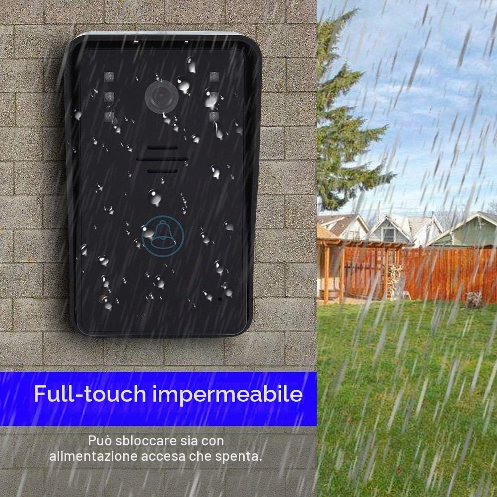Videocitofono Senza Fili, Videocitofono Smart, Video Citofono, 2,4 GHz Wireless Wave elettromagnetico Schermo TFT a colori 3,5 pollici Schermata vivavoce/Interfono Bidirezionale(1V1)