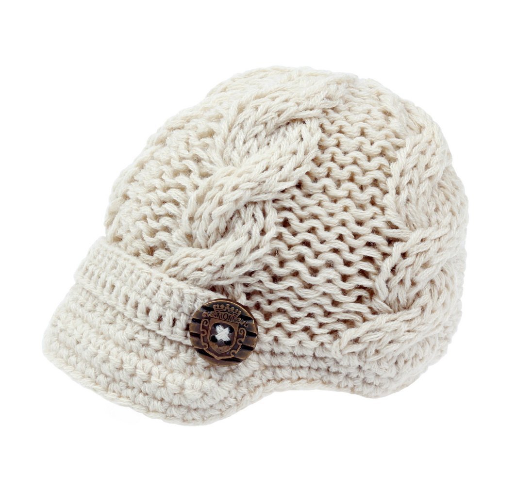 Zefen Baby Boys Crochet Knit Newsboy Cap Photography Brim Buttons