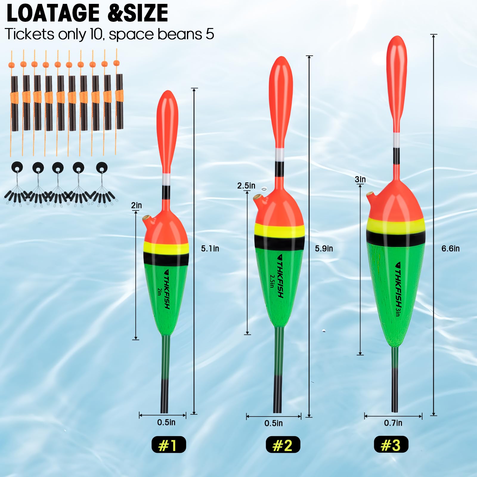 THKFISH Fishing Floats Balsa Wood Slip Bobbers for Fishing, Fishing Floats Bobbers for Crappie Panfish Trout Bass Walleye