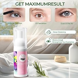 Buqikma Lash Shampoo Kit - Eyelash Extension Cleanser for Extensions 60ML with Rechargeable Handheld Lash Fan Dryer Mascara Brush Rinse Bottle Makeup Cleansing Foam for Lash Care
