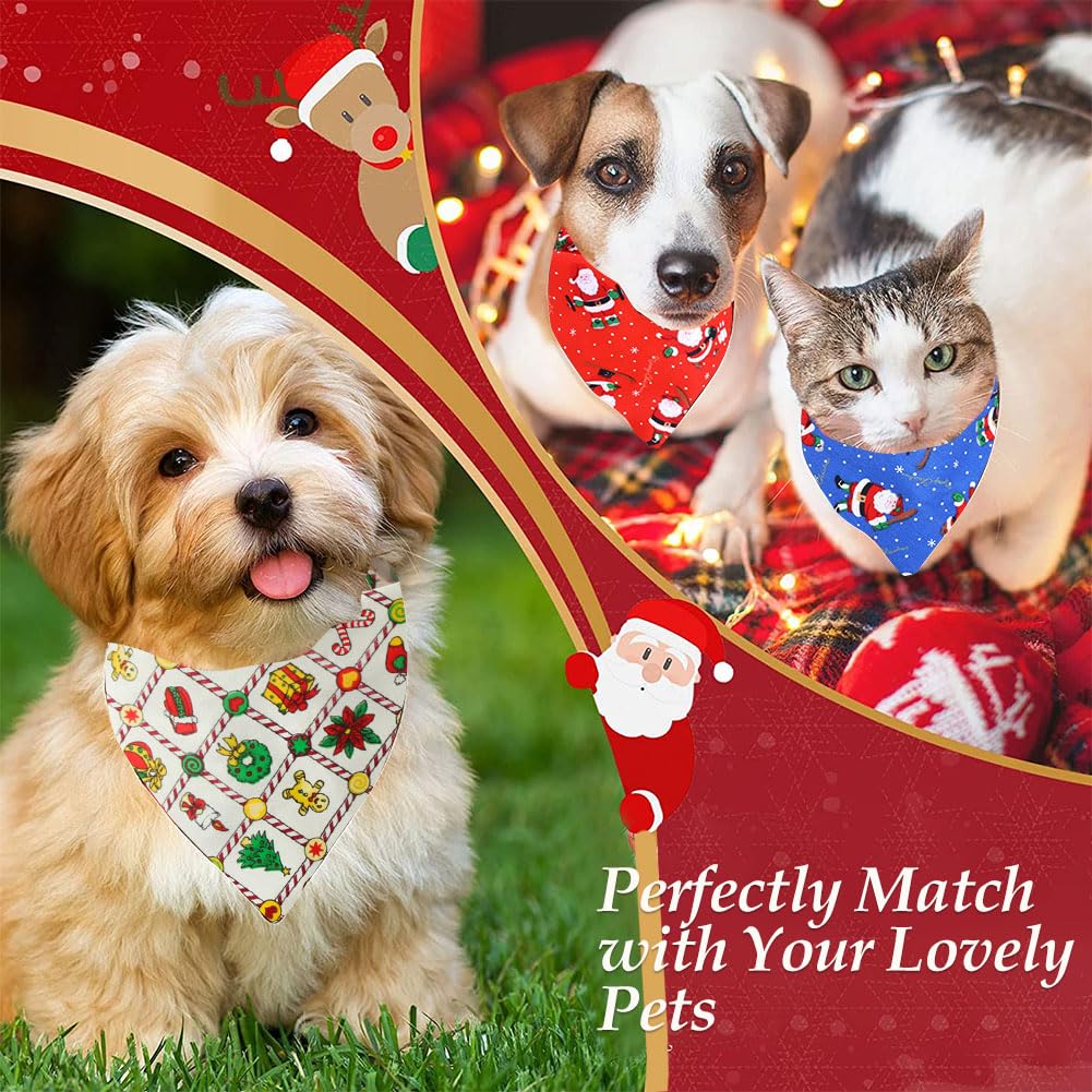 Hunde Weihnachts Set - 4-teiliges Halstuch & Nikolausmütze Set Für Festliche Fotos