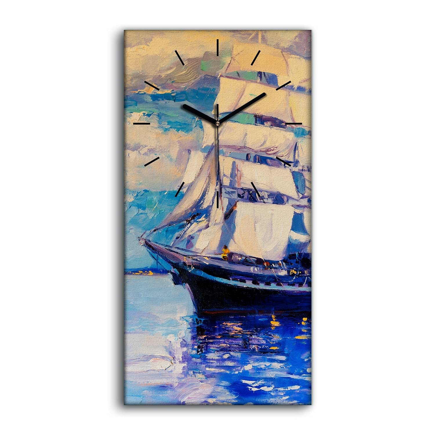 Horloge murale silencieuse pour dormir sans bruit paysage marin 30x60