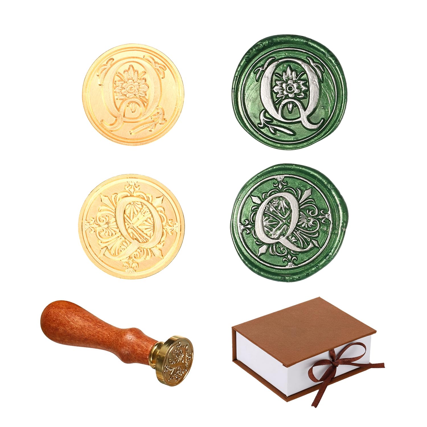 Comealltime Pack of 2 Retro Alphabet Sealing Wax Stamps, A~Z Initials Wax Stamp with Wooden Handle