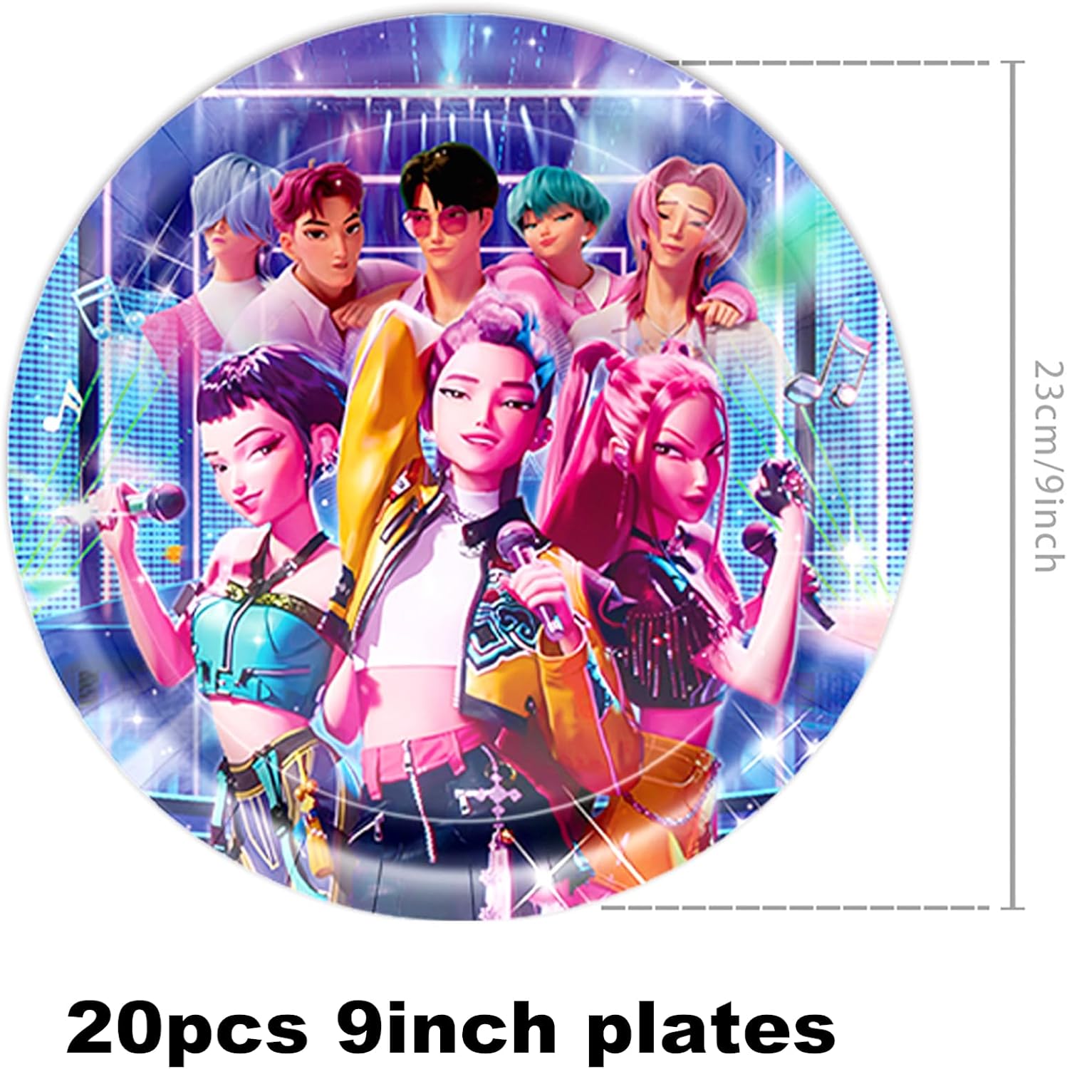 61 Pcs Singer Birthday Decorations Party Supplies Set, Include 40 Plates, 20 Napkins and 1 Tablecloth for Magical Music Themed Party, Serves 20 Guests