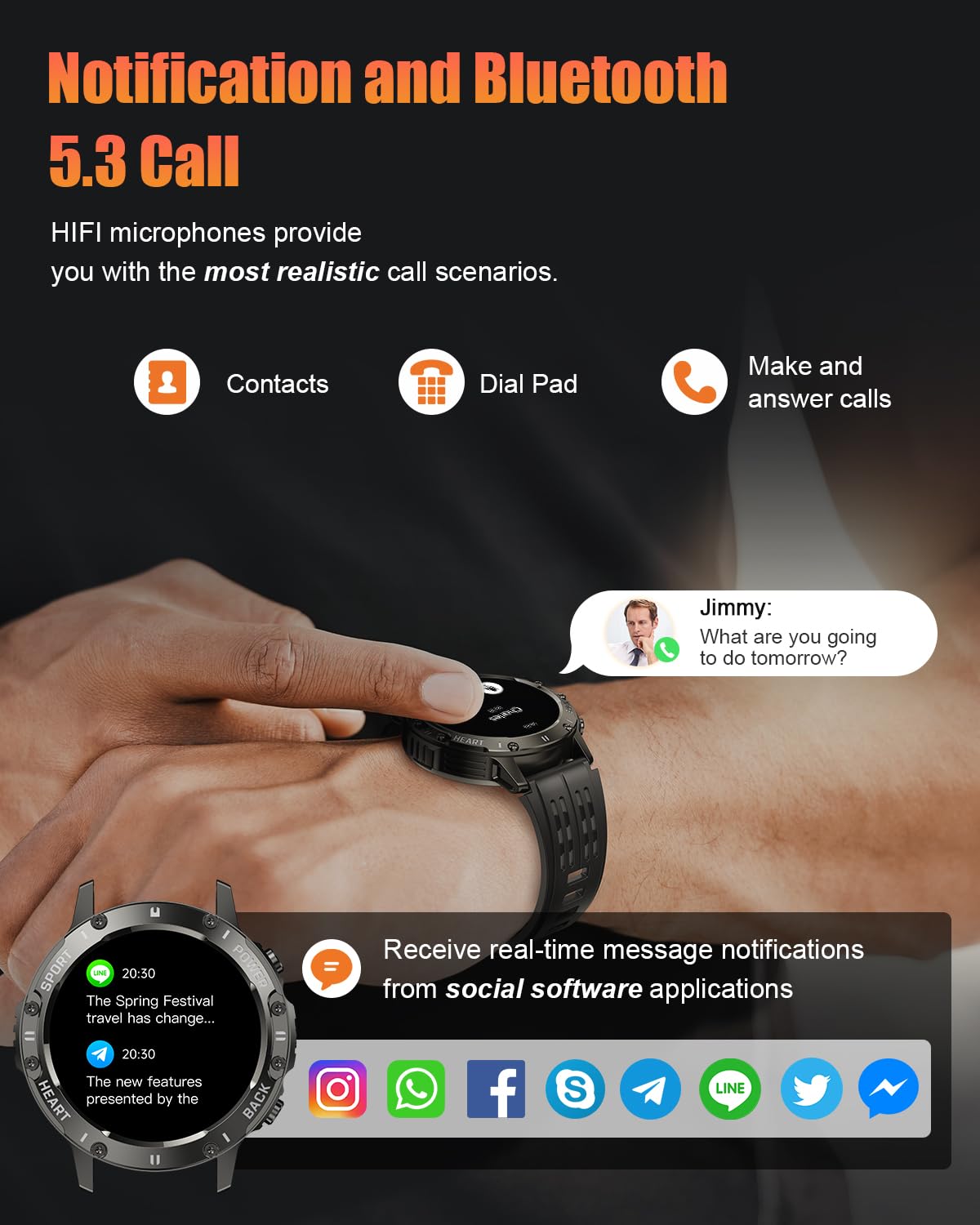 TIMU Smartwatch Uomo, 1,39" HD Orologio Smartwatch Uomo con Chiamata Bluetooth 5.3, 114+ Modalità Sportive, Sonno/Cardiofrequenzimetro/Contapassi, IP68 impermeabile Smart Watch per Android iOS, Nero