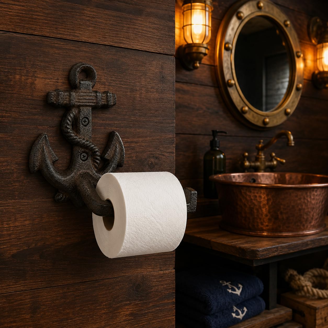 Comfy Hour 9.2 Inch Nautical Toilet Paper Holder, Anchor Decor, Set of 1 — Amazon image 4