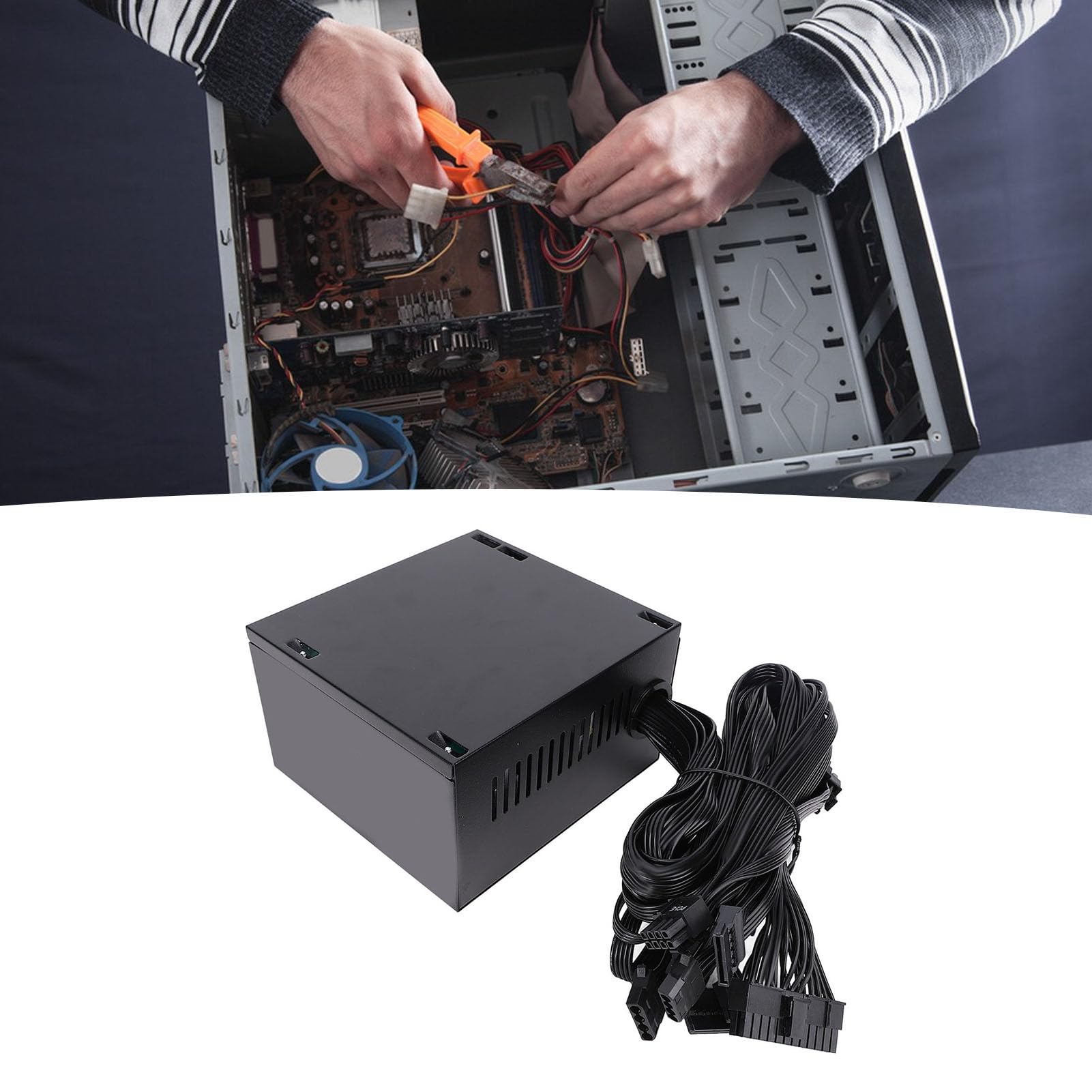 Jectse Fuente de Alimentación de Alta Potencia de 600w, Riel único de 12v, Fuente de Alimentación para Caja de Escritorio, Admite Plataformas de Doble Núcleo y Es Compatible con los