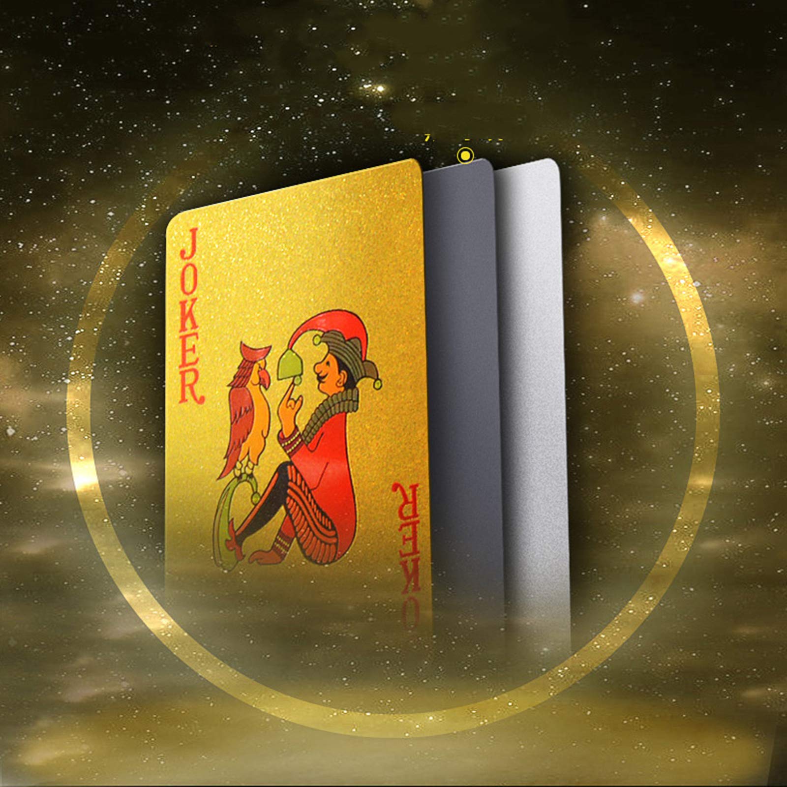 Yopay 6 Decks of Playing Cards, Luxury 24K Foil Waterproof Cards, Plastic Novelty Family Card Game Tools with 100 Dollar Pattern for Gift Travel Classic Party Game (2 Golden, 2 Silver, 2 Black) - Image 5