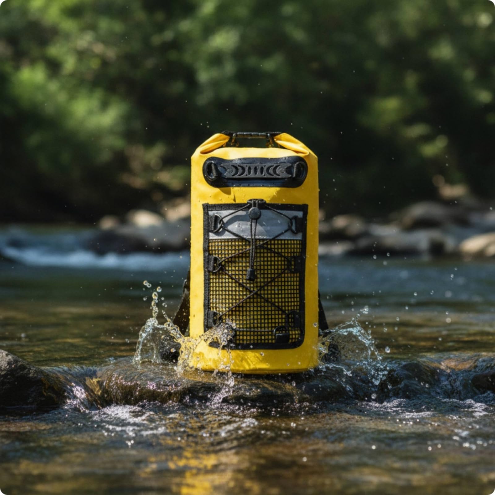 Zaino Impermeabile Outdoor Borsa Stagna Sacca a Tenuta Stagna Zaino a Rotolo in Tessuto Pvc Rivestito con di Chiusura Arrotolata E Compressone Adatto, Array, Giallo, 30L