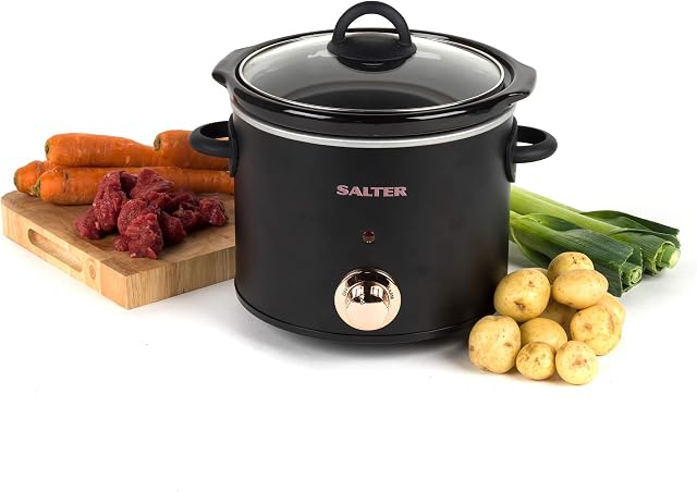 Salter EK2623RG Rose Gold Slow Cooker with Three Heat Settings, 3.5 litres, One Pot Solution, Perfect for BBQ Pulled Pork, Chilli and Spicy Casseroles