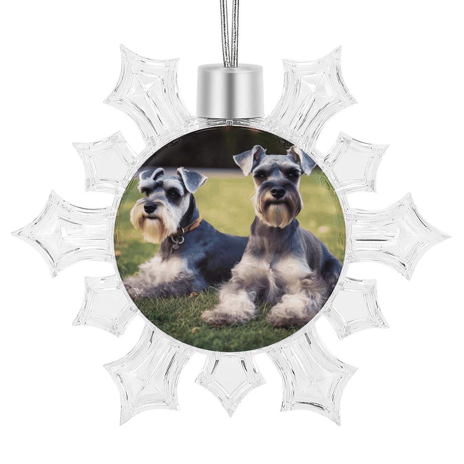 Adult Schnauzer Dogs Snowflake Ornaments Cute Snowflake Pendant Exquisite Christmas Tree Ornaments for Christmas Weddings New Year Birthday Holiday Celebration