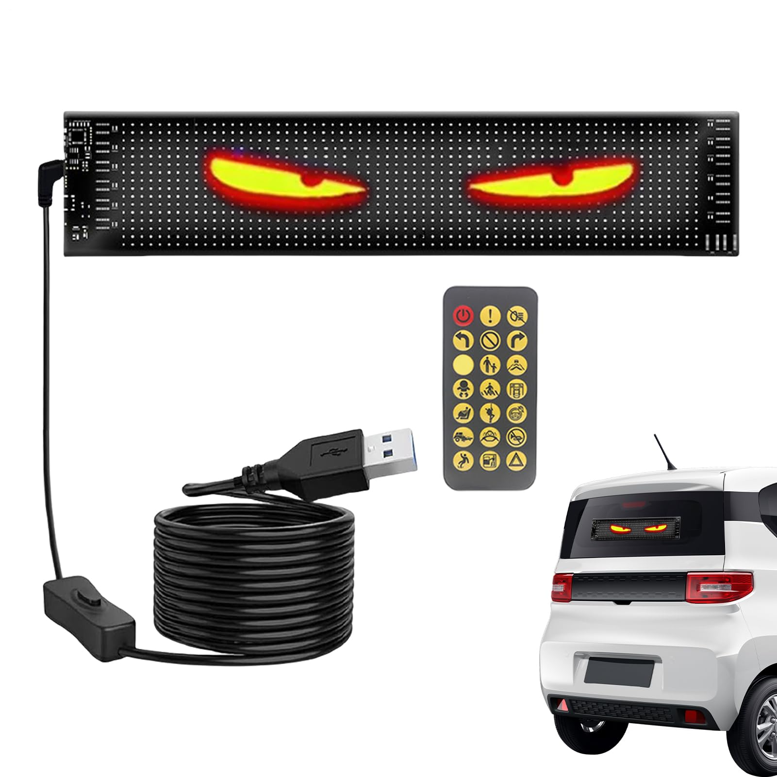 LED-Augen für LKW-Windschutzscheibe – programmierbare flexible Autoaugen | Kfz-Außendekoration für Frontscheibe, Fahrzeuge, Wohnmobile, SUVs, Geburtstag, Bar, Party, Urlaub, Zuhause, Geschäft, Display