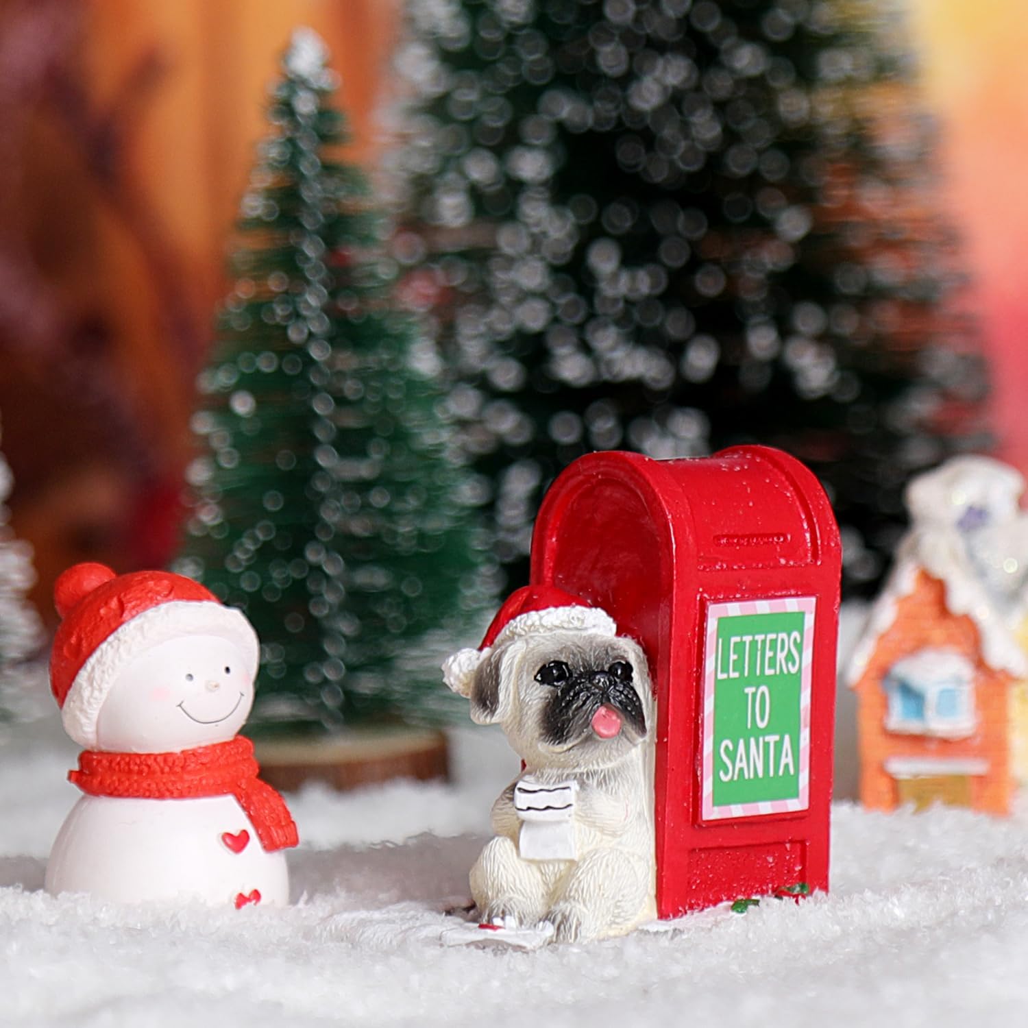 Camotank Christmas Village Accessories Ornaments Resin Puppy Read Letters from Santa Christmas Village Sets Decoration for Xmas Festival Holiday image 3