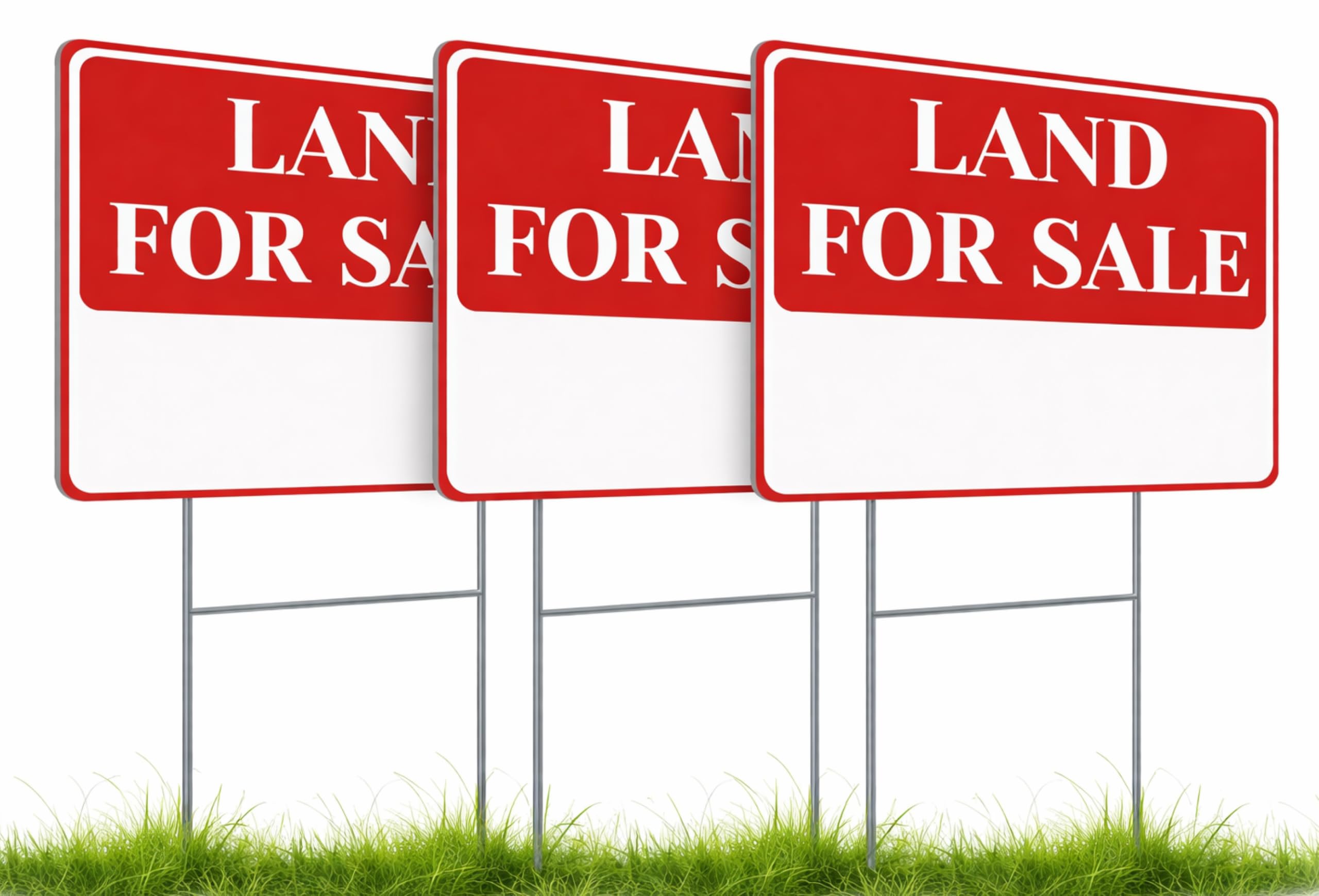 3X Double Sided 12x16 Inches Land for Sale Yard Sign with Metal Stakes - House For Sale Plastic Signs for Real Estate Agent Realtor Supplies - for Outdoor Home - Perfect for Home Owners Real Estate