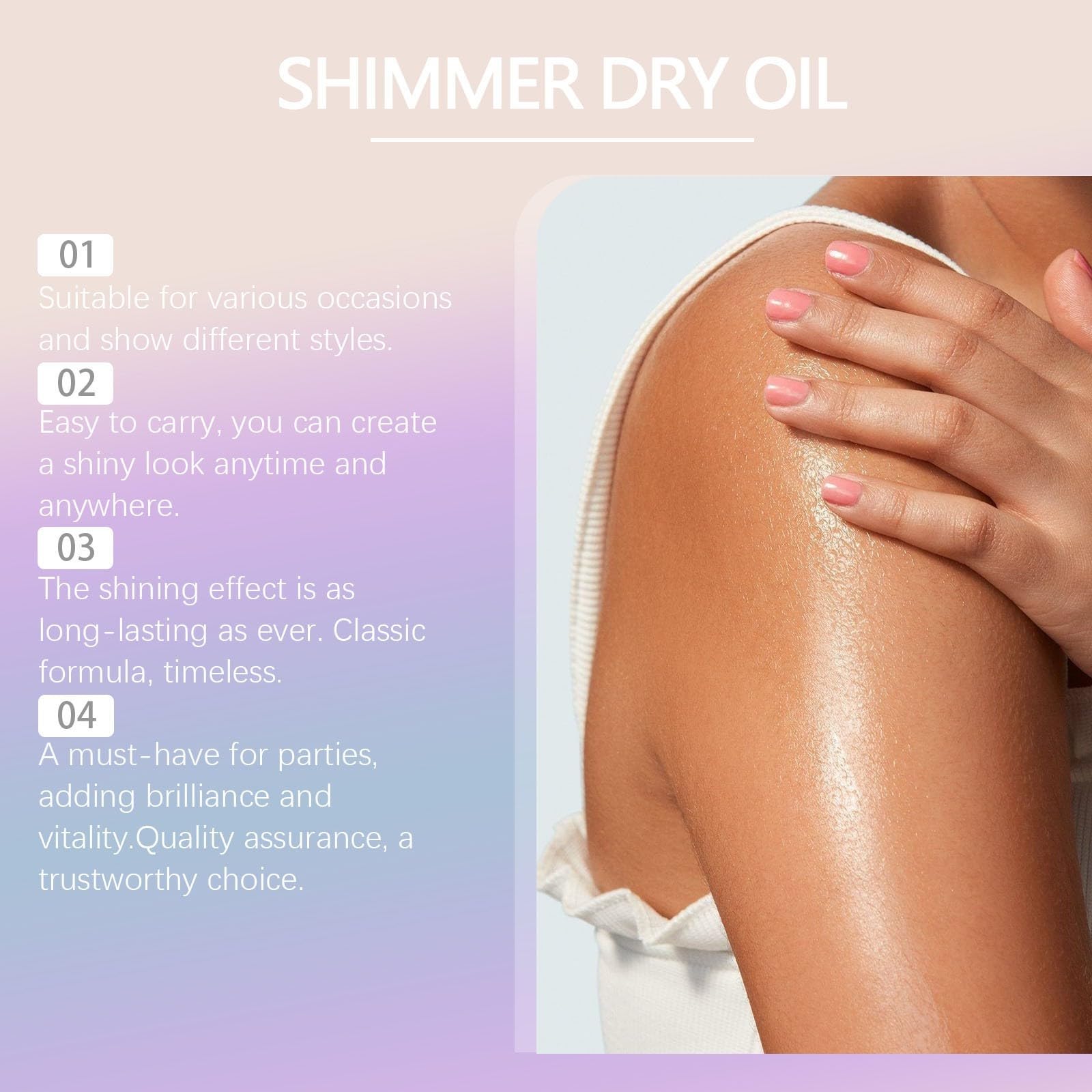 Orphic Shimmer Dry Oil, Orphic Body Shimmer, Body Glitter Oil, Glow Recipe, wielokolorowy, wodoodporny, długotrwały puder brokatowy na festiwal, maskaradę, urodziny (B)