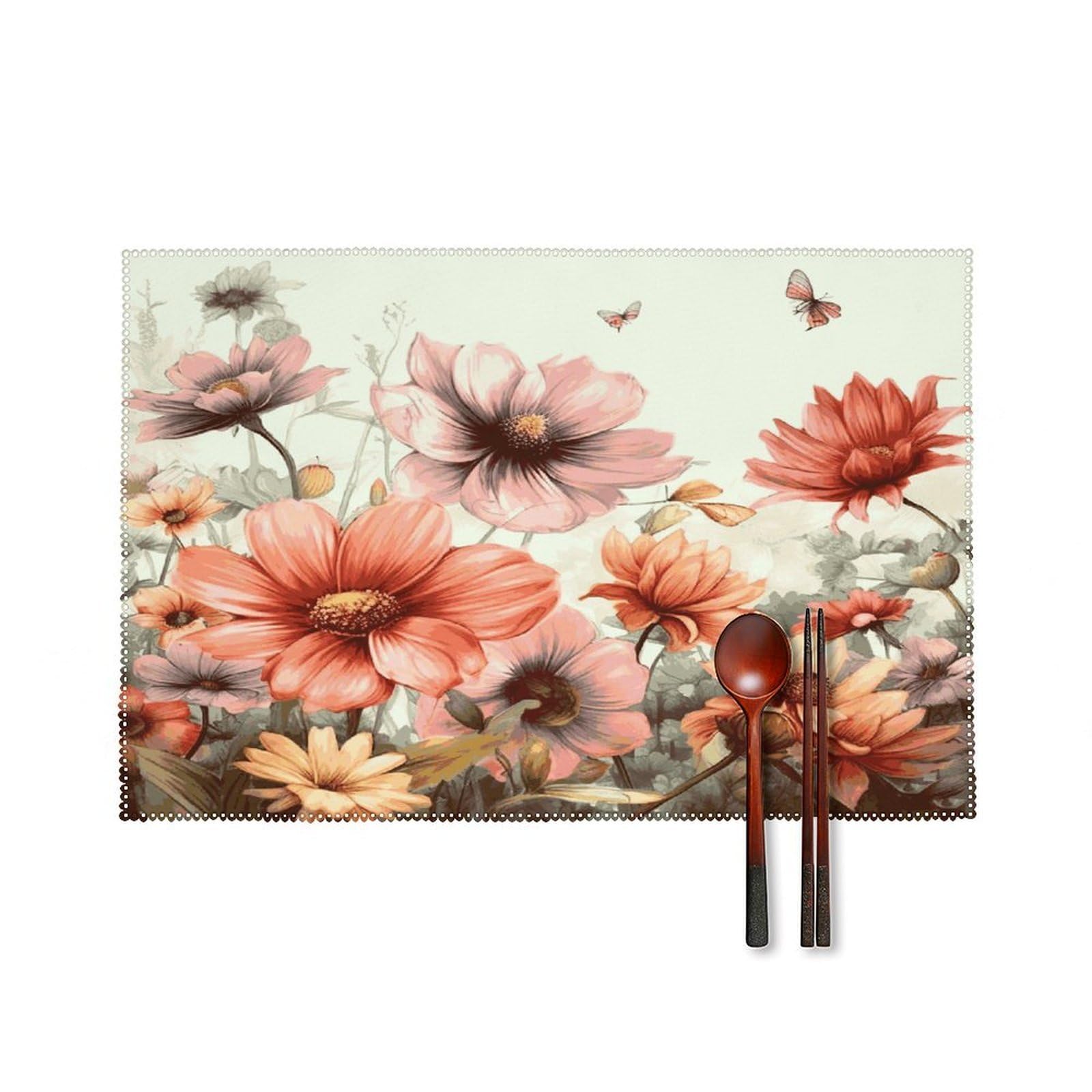 Fodpand Style Flower Floral Placemats Set Of 4 Place Mats Table Mats