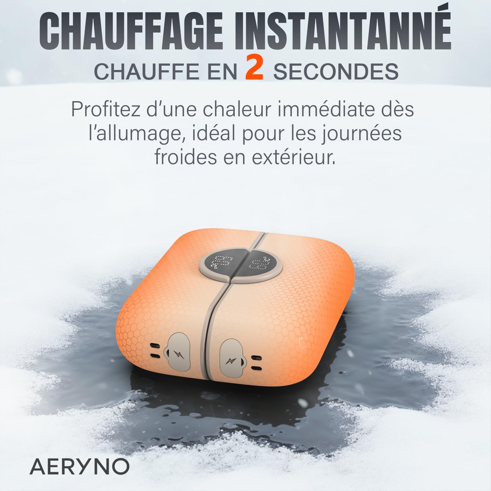 Calentador de mano recargable de 6000 mAh, pantalla LED, 4 niveles de calor, diseño compacto y elegante, USB-C, calentador rápido, ideal para viajes, invierno y regalo - AERYNO