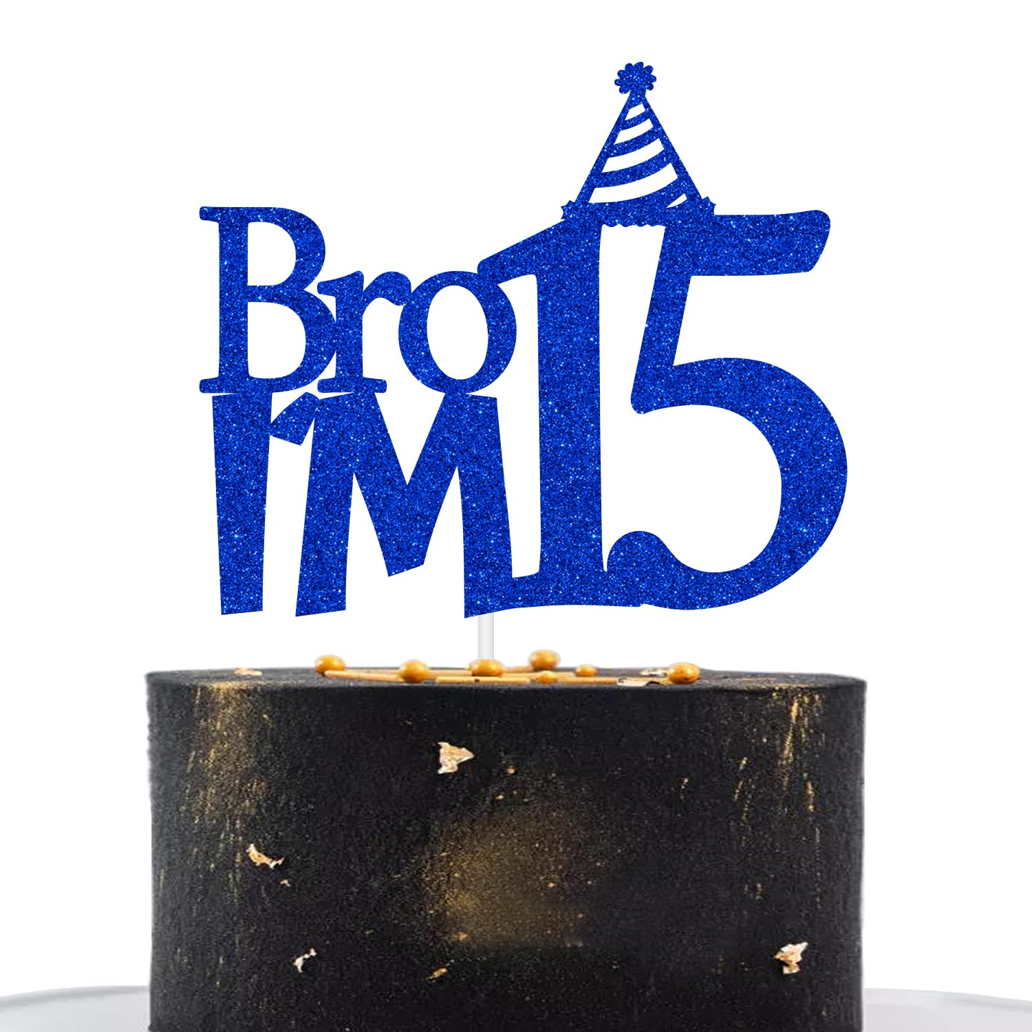 Bro I'm 15 Cake Topper, Bruh I'm 15/It's My 15th Birthday, Cheers to 15 Years Cake Decor, Teens Funny 15th Birthday Party Decorations Blue Glitter