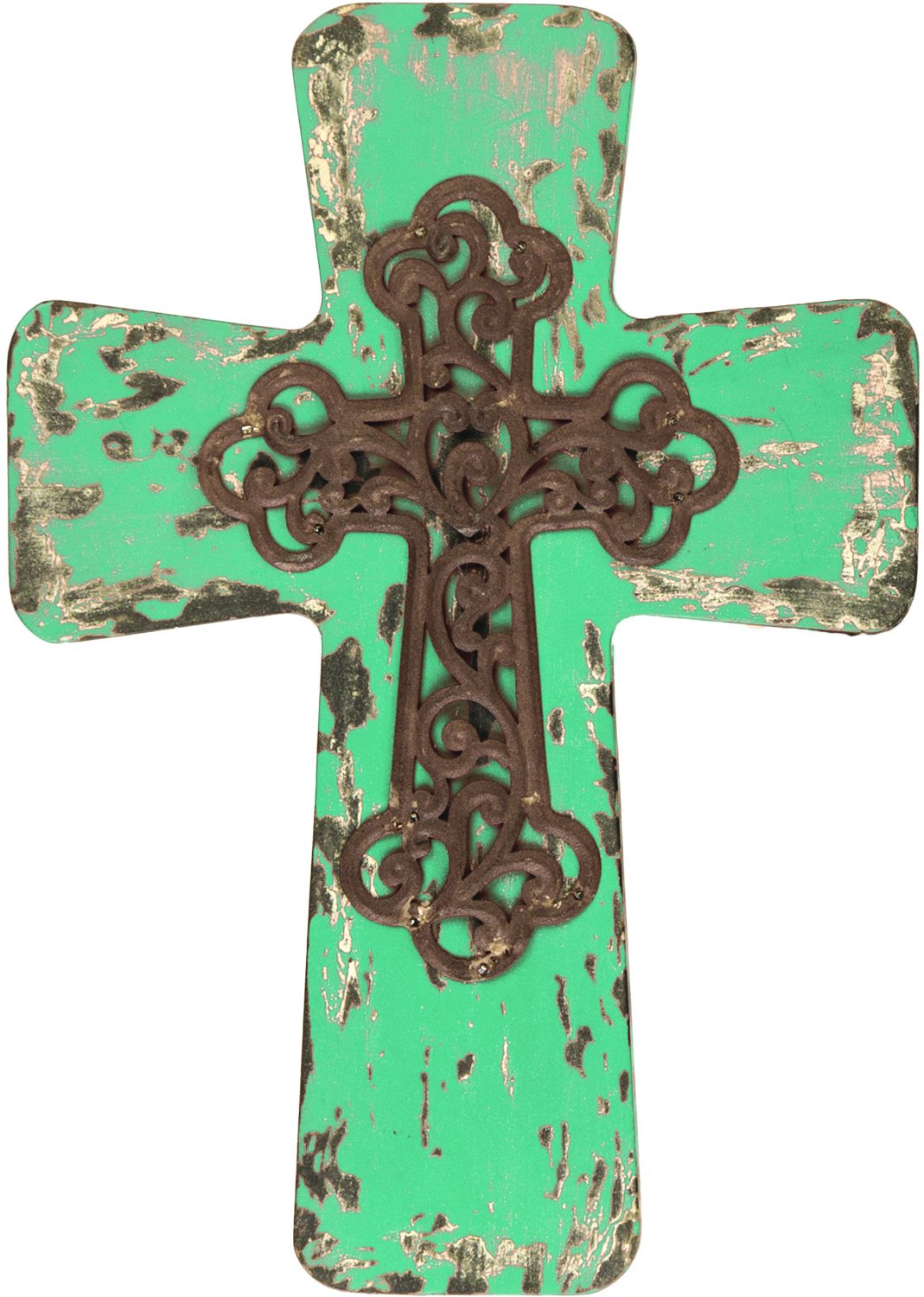 Manual Woodworkers & Weavers Vintage Wooden Cross, 10-Inch, Blue, Set of 2