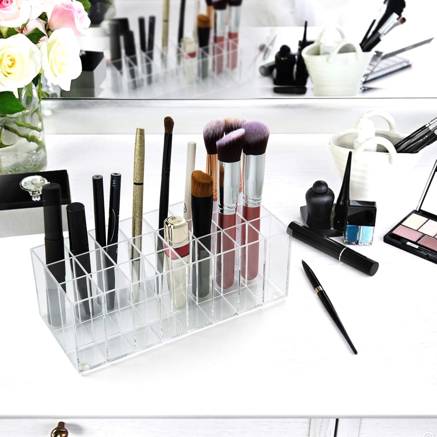 Nekoki Lippenstift-Organizer Aus Acryl – Klare Aufbewahrung Für Bis Zu 24 Lippenstifte | Make-up-Organizer