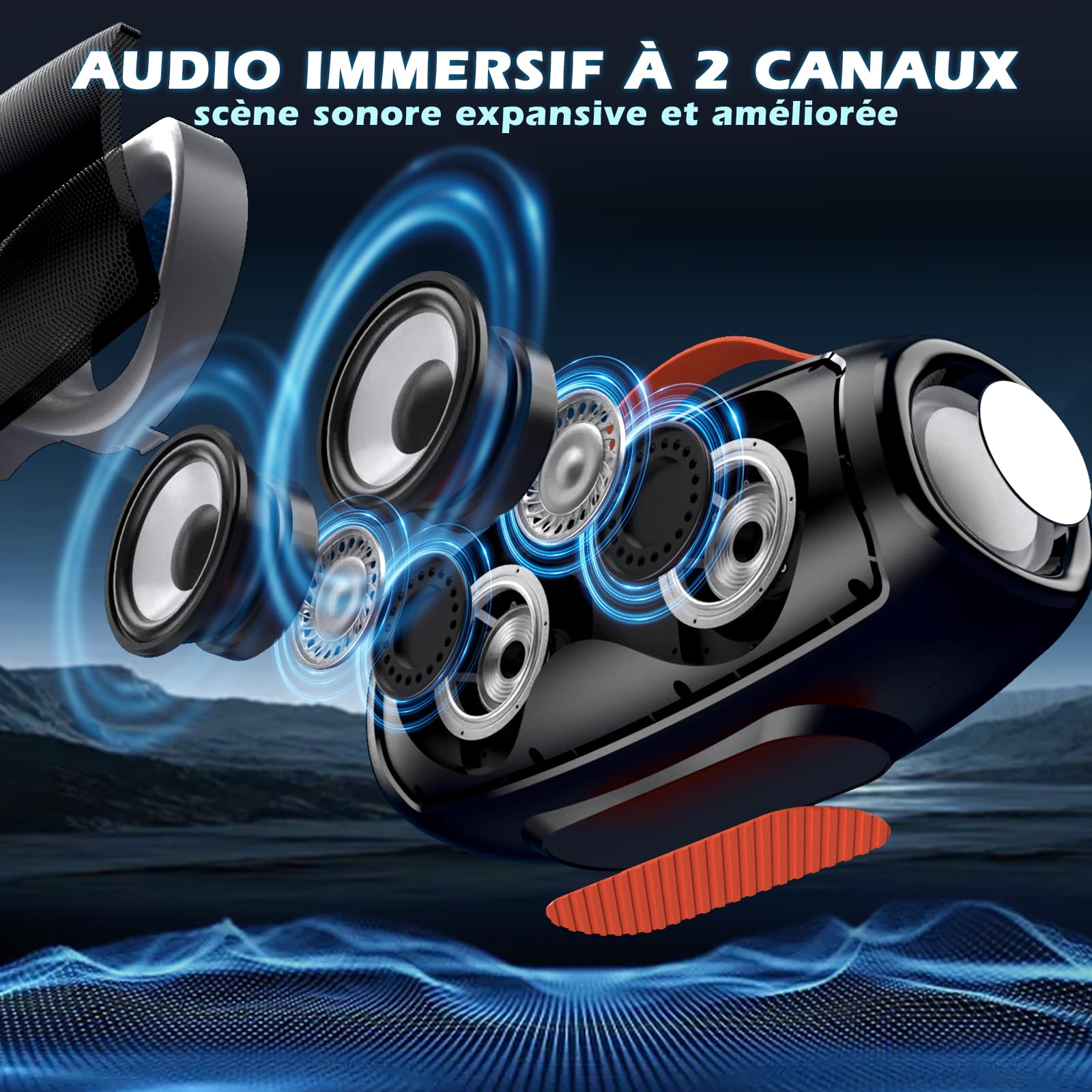 Enceinte Bluetooth Portable LED pour Extérieur