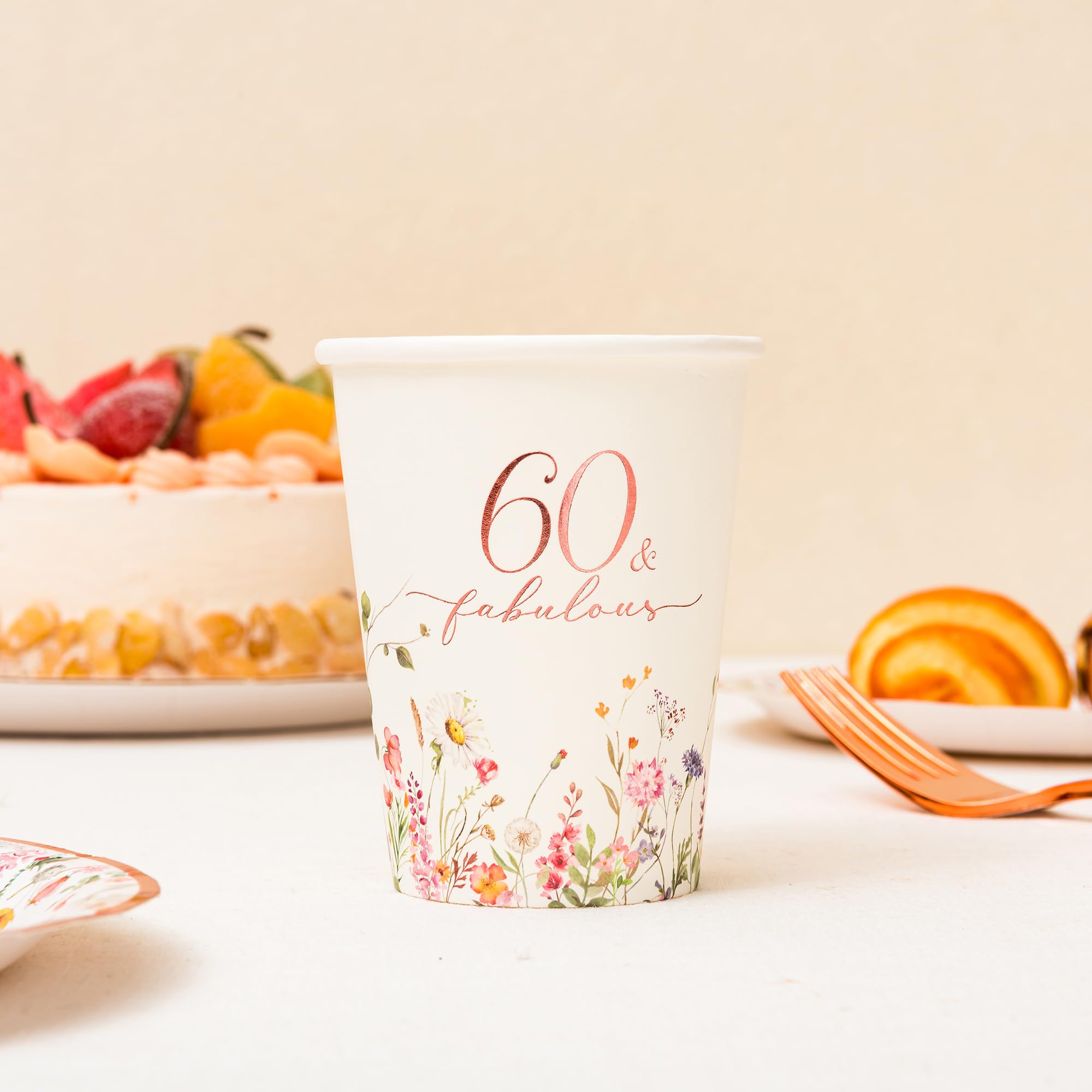 Lot De 60e Anniversaire Pour 10 Personnes, Vaisselle Or Rose