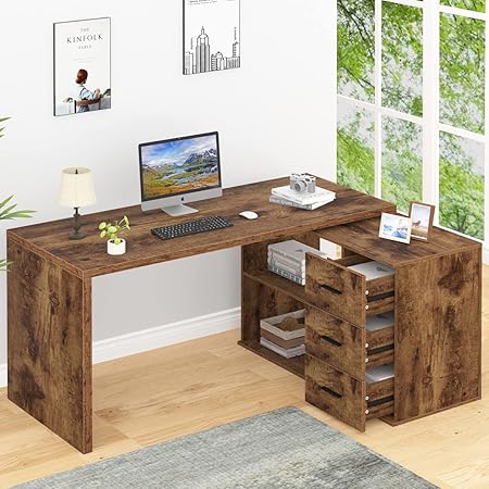 Desk With Drawers HOMCOM Wooden Computer Desk PC Table Home Office
