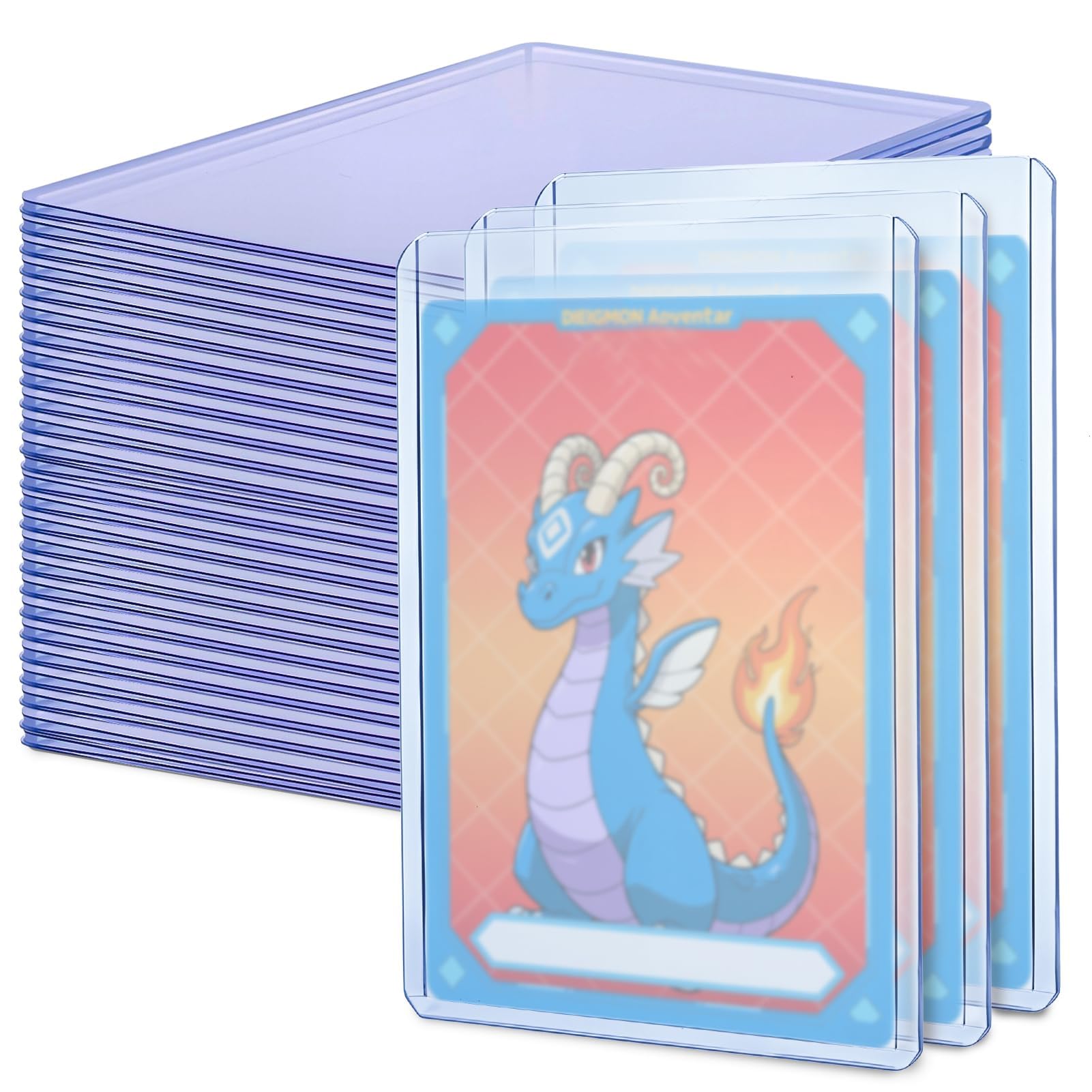 50 PCS Clear Card Sleeves,3" x 4" Hard Plastic Card Sleeves Top Loaders,Trading Card Sleeves Deck Protectors Compatible with Sports Game MTG Yugioh Cards โ image 1