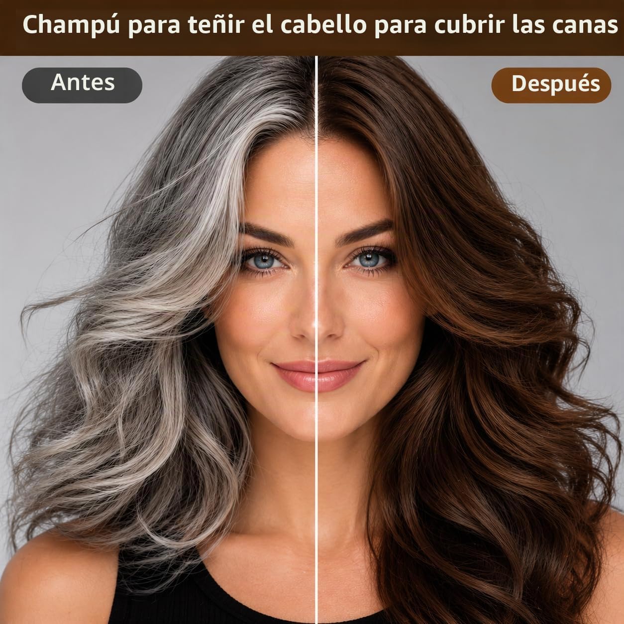 Champú Color Castaño Oscuro 500ml Tinte para Cabello Negro
