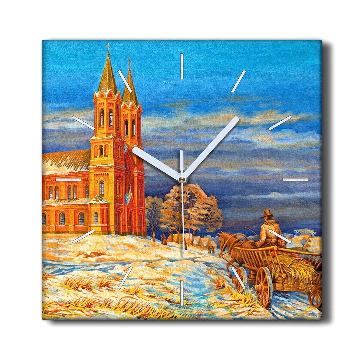 Horloge murale silencieuse 30x30 toile déco salon sans bruit