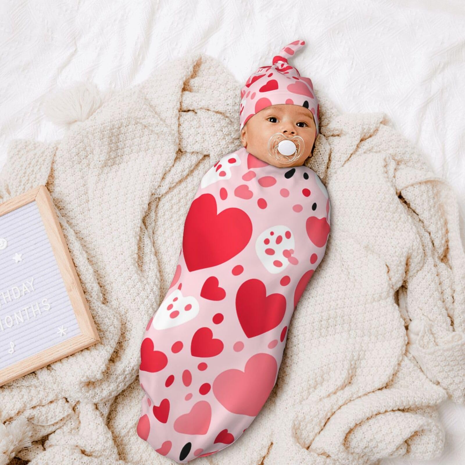 3d Cuore Swaddle Coperta E Cappello Set Per Neonati Avvolgere Accogliente Per Neonati Bambino Comfort 29x53 cm