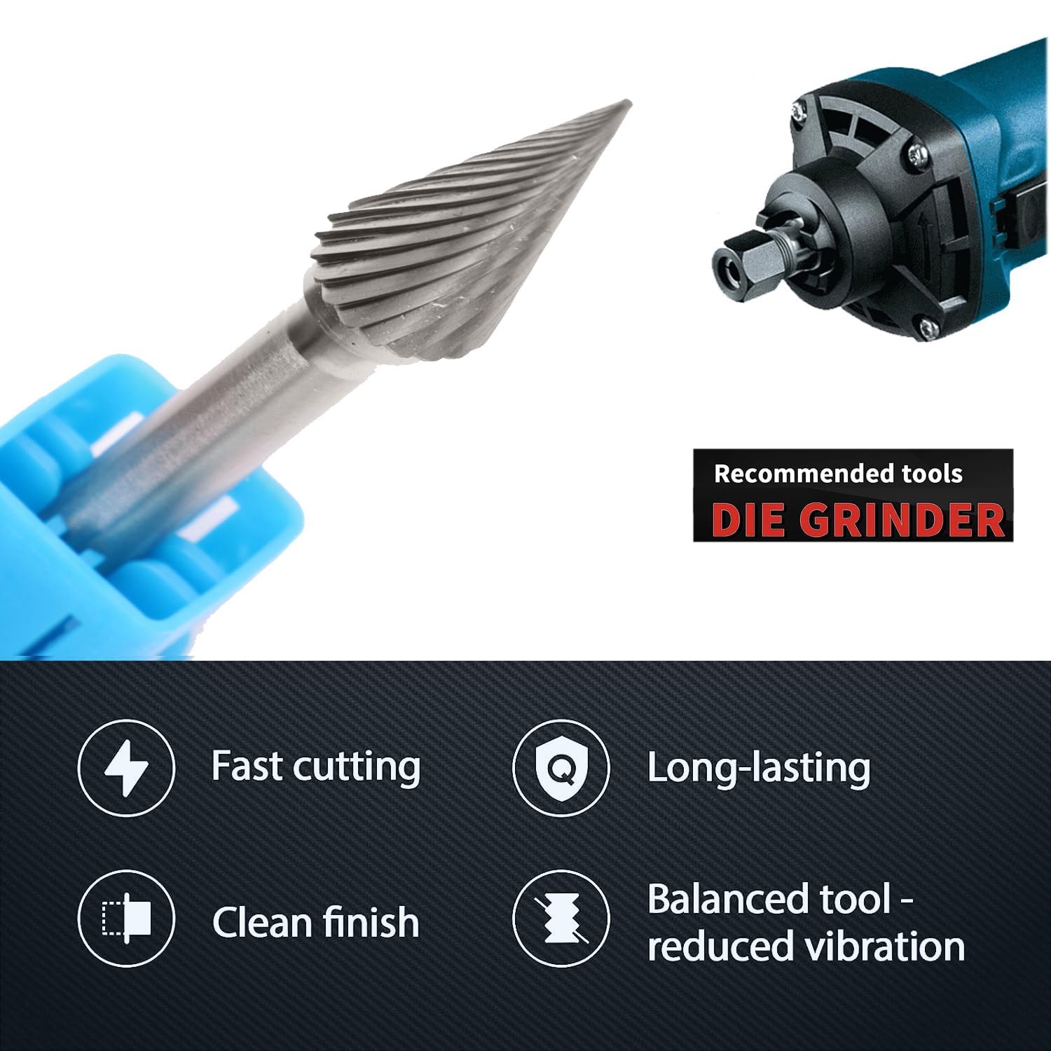 KROST Carbide Rotary Burr,Single Cut Tungsten Carbide Rotary Burr Set, 1/4 inch Shank Die Grinder Bits, Carbide Rotary File for Metal Wood Carving, Engraving, Polishing, Drilling. (A3) - Image 3 thumbnail