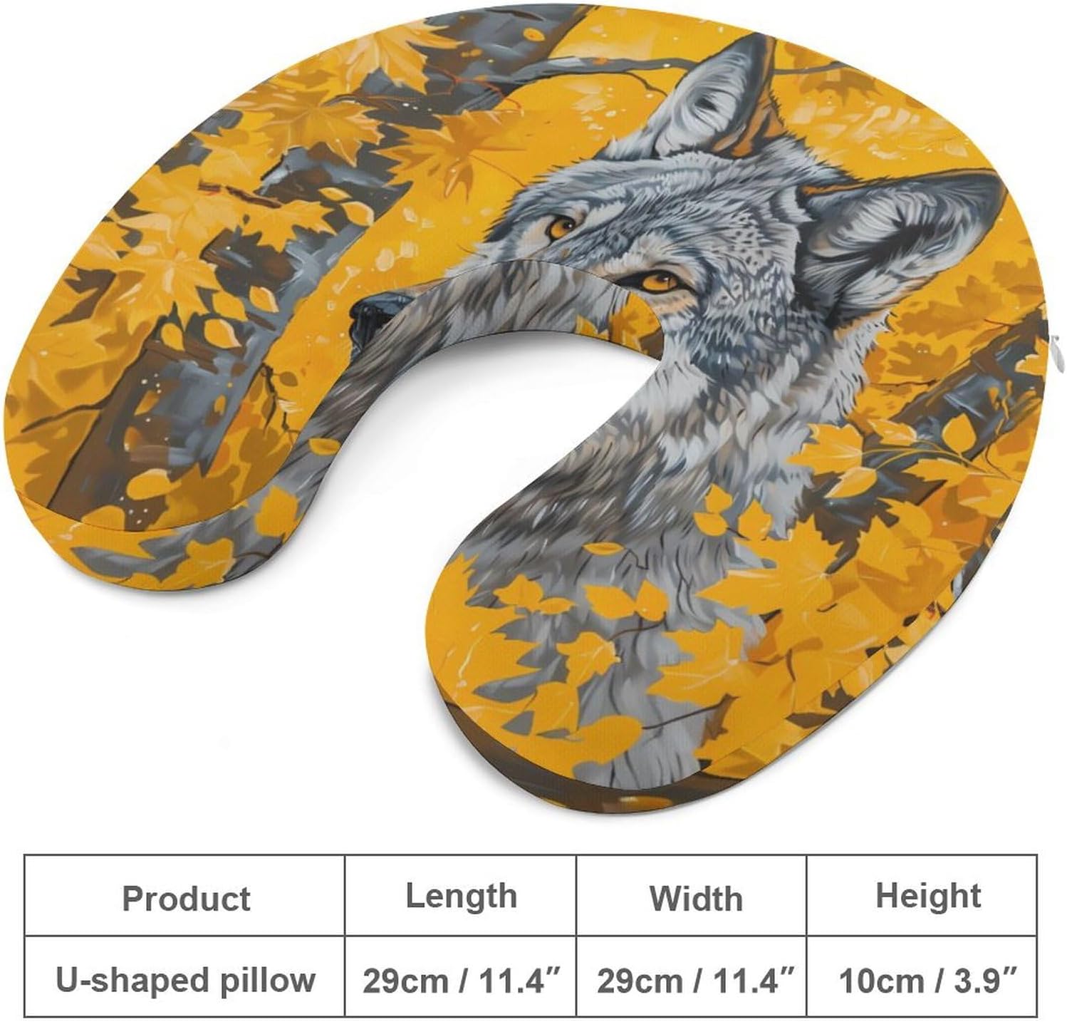 Autumn Wolf Funny Travel Pillow U Shaped Memory Foam Neck Pillows Portable for Flight Car Home Office