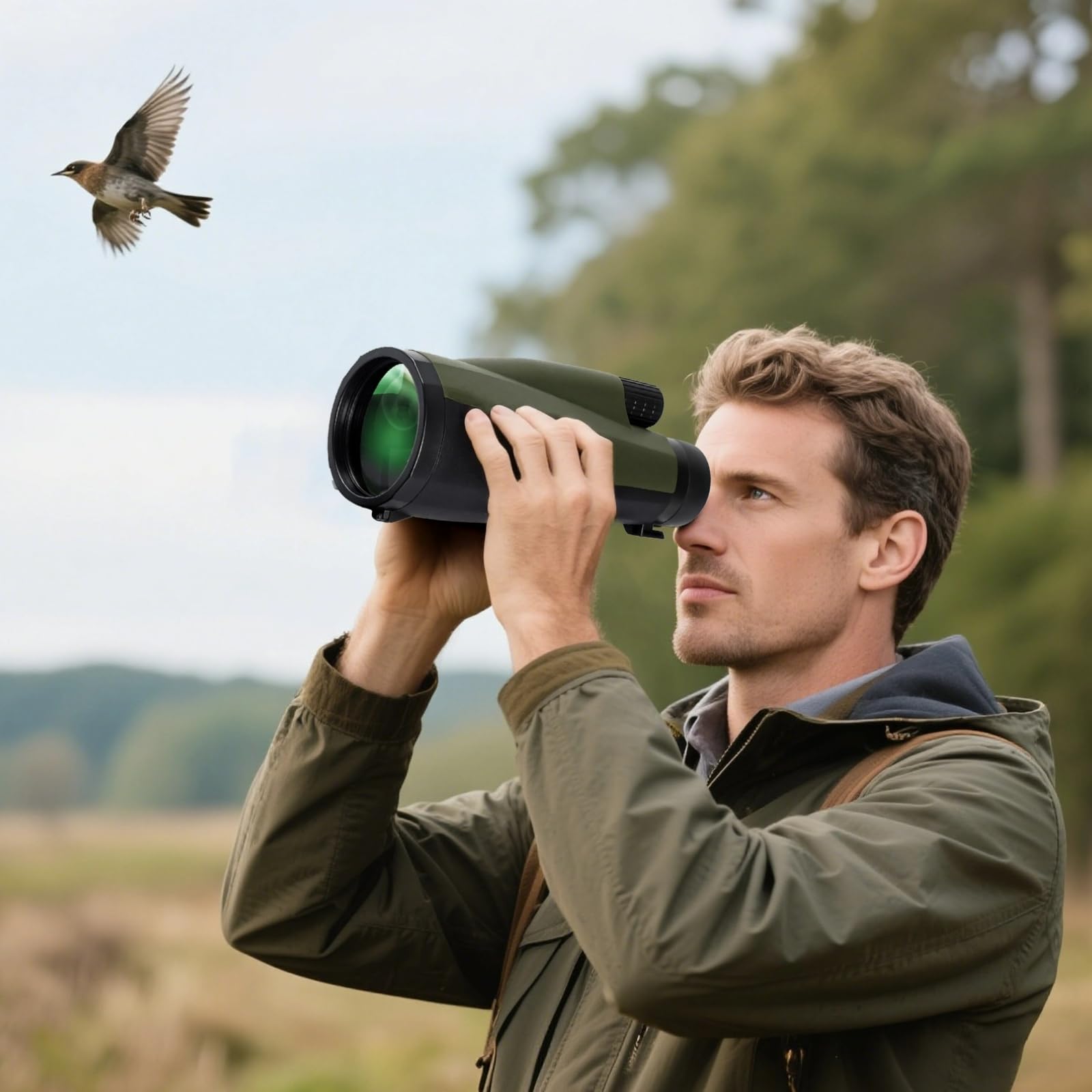 Monocular para adultos, 12 x 60 de alta potencia, apertura grande de 60 mm, revestimiento ED impermeable, multicapa FMC, visión clara para observación de aves, clip de fotografía, soporte de trípode