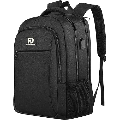 Large Travel Laptop Backpack, Business Anti Theft Slim Sturdy 18 Inch Laptop Backpack with USB Charging Port, Waterproof College Computer Bag Gift for Mens & Women Backpack, Black