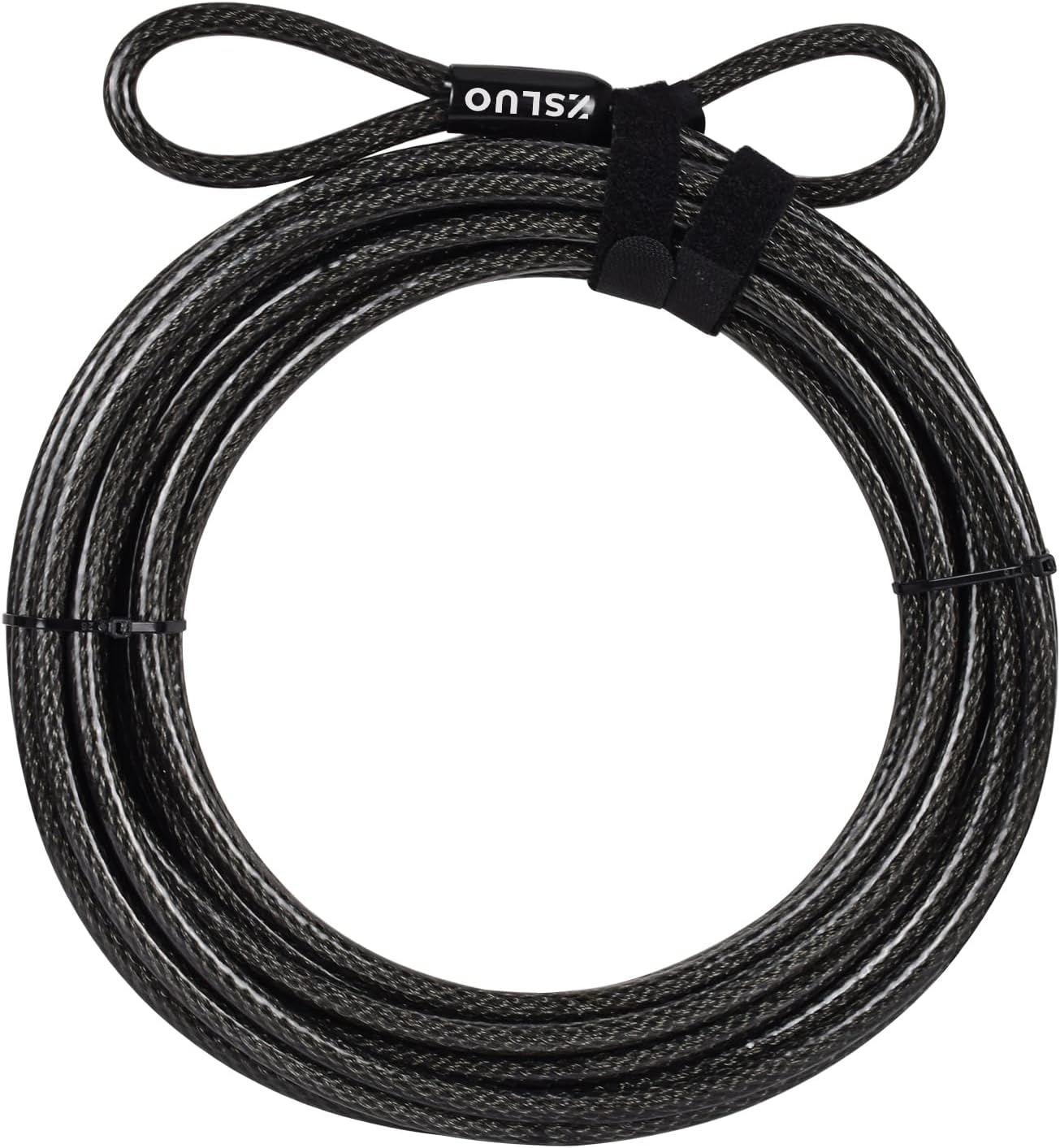 Security Steel Cable with Loops - 3/8 inch (10 mm) 40 ft Heavy Duty Bicycle Chain with PVC-Coated Braided Cable and Ring Suitable for U-Locks and Padlocks(20/30/40 ft)
