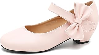 Women's Bow Mary Jane Dress Pumps, Low Block Heel with Bow, Side Bowknot, Round Toe Wedding Shoes